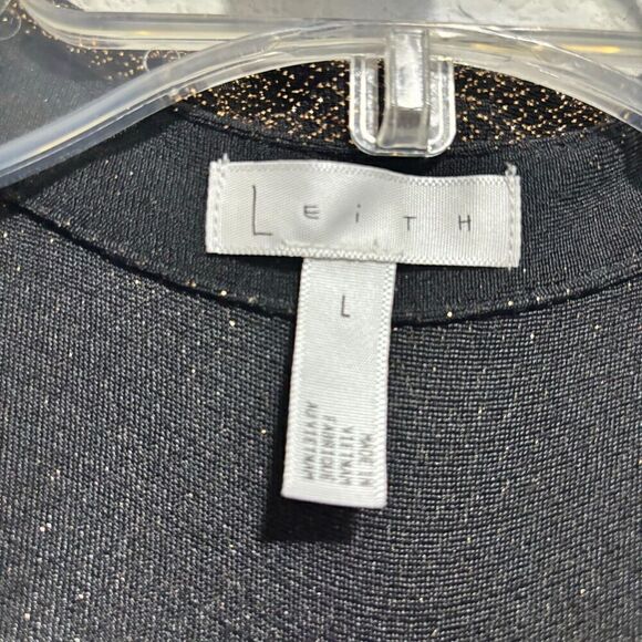 Leith Womens Jacket Large Metallic Gold Button Long Sleeve Notch Lapel Collar - Picture 3 of 8